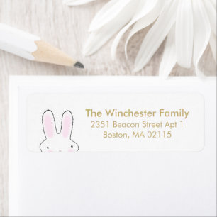 Cute Easter bunny gold white fun address 