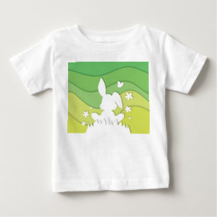 Cute easter bunny, green grass sprin landscape baby T-Shirt