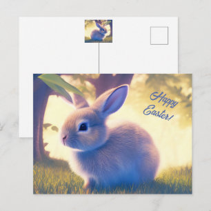 Cute Easter bunny, Happy Easter - personalizable Postcard