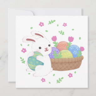 Cute Easter Bunny Illustration Invitation