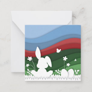 Cute easter bunny in blossom nature card