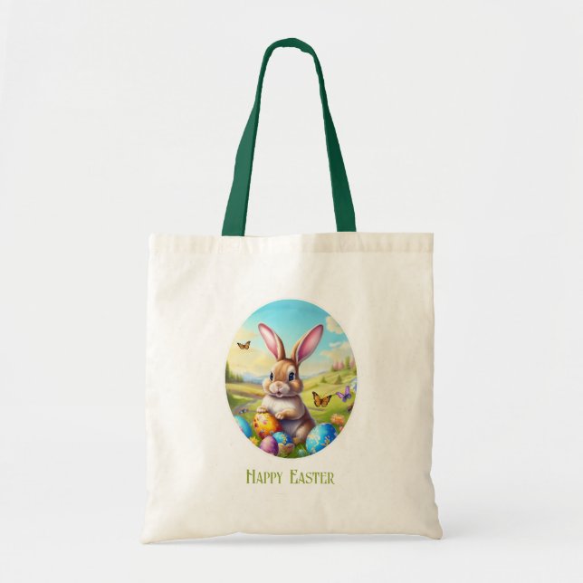 Cute Easter Bunny in Landscape -  Tote Bag (Front)