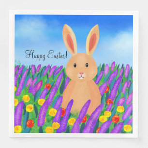 Cute Easter bunny in the flowers Napkin