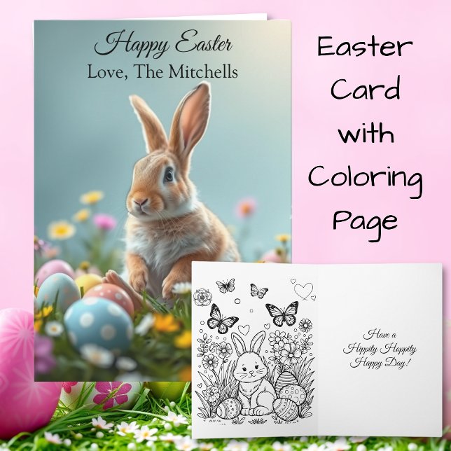 Cute Easter Bunny | Inside Colouring Page Card (Creator Uploaded)
