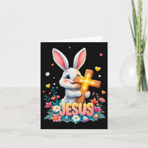 Cute Easter Bunny Jesus Faith Cross Christian Card