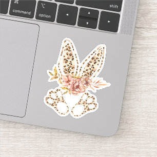 Cute Easter Bunny Leopart Floral Vinyl Sticker