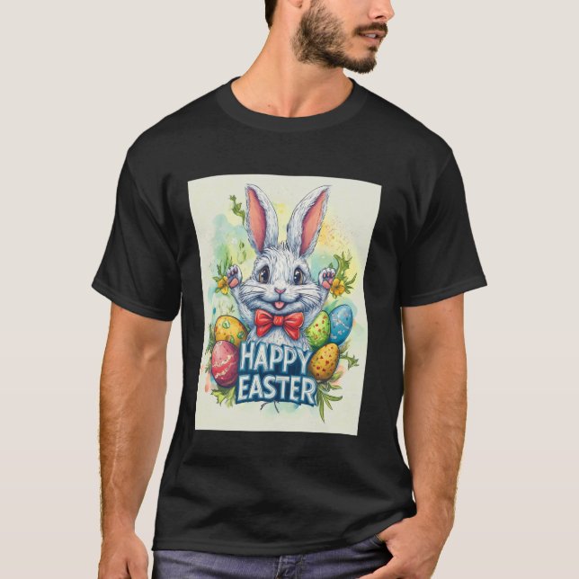 Cute Easter Bunny Motif, Easter Bunny, Easter Eggs T-Shirt (Front)