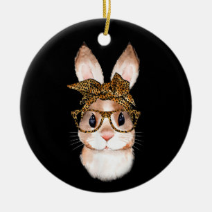 Cute Easter Bunny Mum Easter Leopard Year of the R Ceramic Tree Decoration