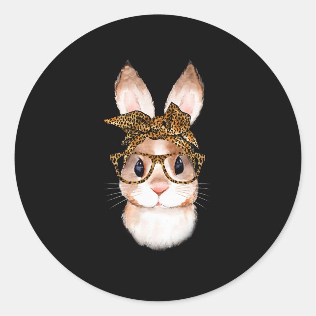Cute Easter Bunny Mum Easter Leopard Year Of The R Classic Round Sticker (Front)