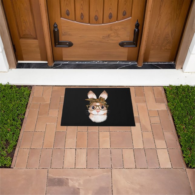Cute Easter Bunny Mum Easter Leopard Year of the R Doormat (Outdoor)