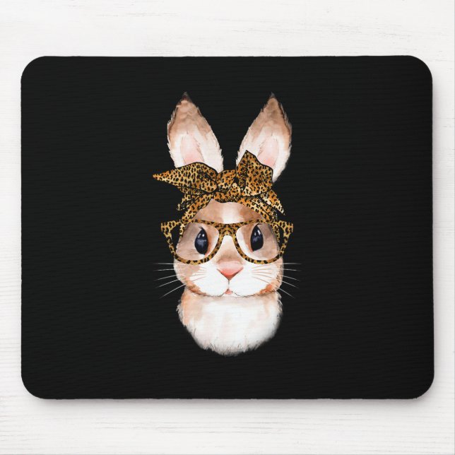 Cute Easter Bunny Mum Easter Leopard Year Of The R Mouse Pad (Front)