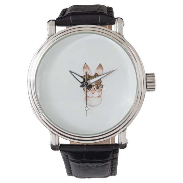 Cute Easter Bunny Mum Easter Leopard Year of The R Watch (Front)