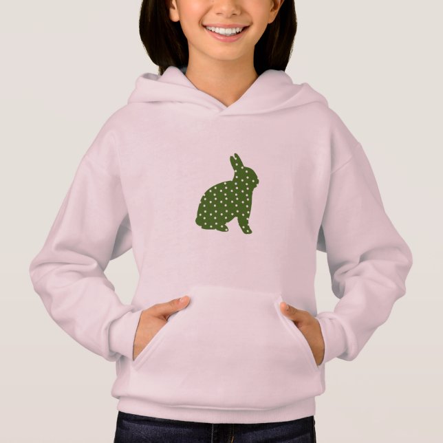 Cute Easter bunny olive green with white spots (Front)