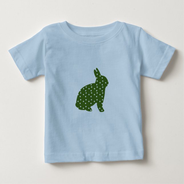 Cute Easter bunny olive green with white spots Baby T-Shirt (Front)