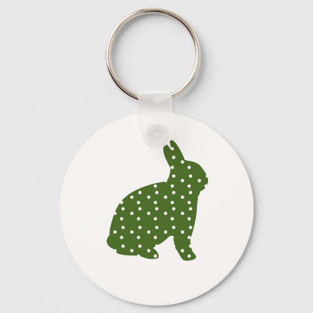 Cute Easter bunny olive green with white spots Key Ring (Front)