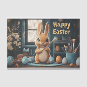 Cute Easter Bunny Painting Eggs: Springtime Art Tissue Paper