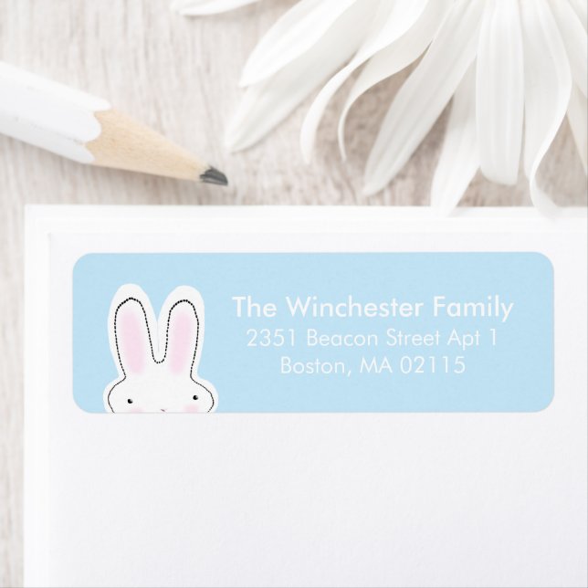 Cute Easter bunny pastel light blue fun address (Insitu)