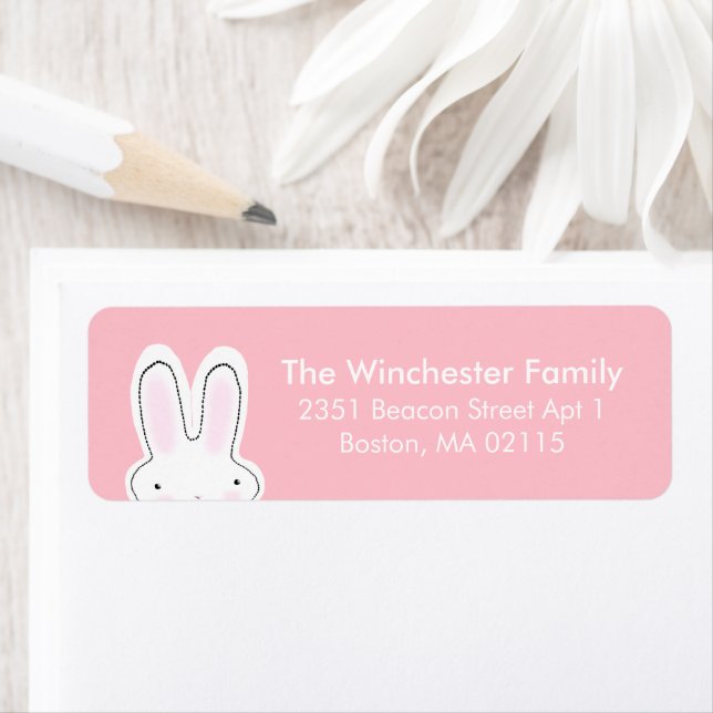 Cute Easter bunny pastel pink fun address (Insitu)