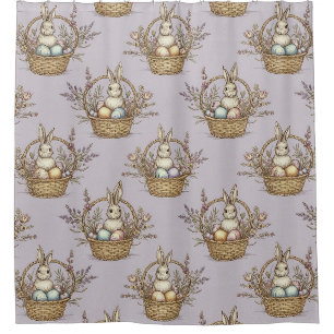 Cute Easter Bunny Pastel Spring Pattern Shower Curtain