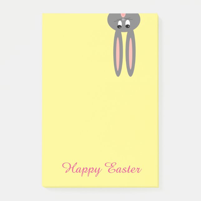 Cute Easter Bunny Pastel Yellow Customised Post-it Notes (Front)