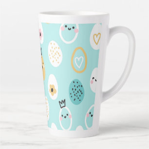Cute Easter Bunny Pattern Kawaii Eggs  Latte Mug