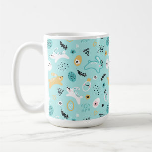 Cute Easter Bunny Pattern Kawaii Rabbits Eggs Coffee Mug