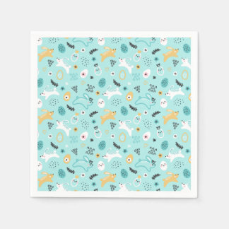 Cute Easter Bunny Pattern Kawaii Rabbits Eggs Napkin