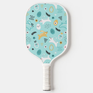 Cute Easter Bunny Pattern Kawaii Rabbits Eggs Pickleball Paddle