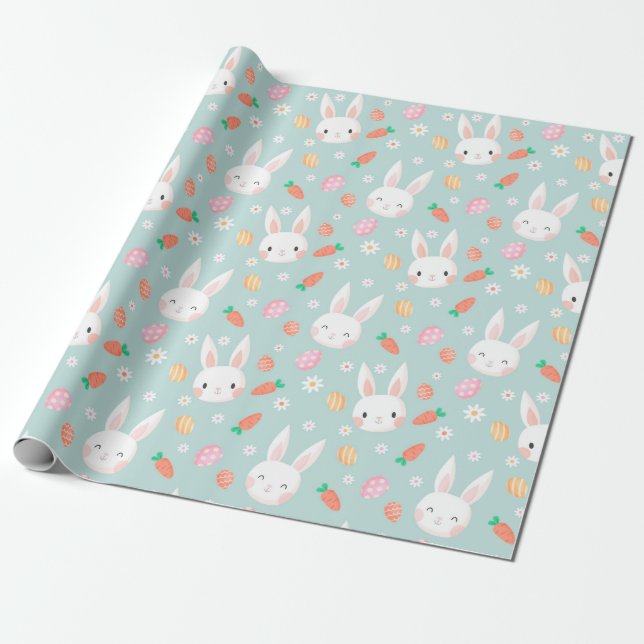 Cute Easter Bunny Pattern Wrapping Paper (Unrolled)