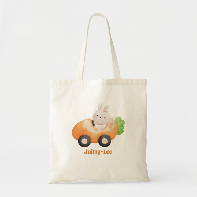 Cute Easter Bunny - Personalised Easter Egg Hunt Tote Bag (Front)