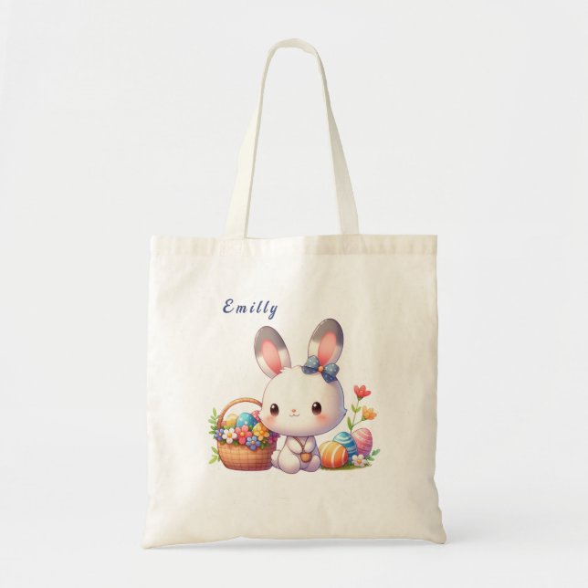 Cute Easter bunny personalised Tote Bag (Front)