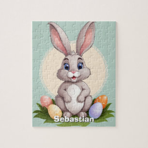 Cute Easter Bunny Personalized Kids Jigsaw Puzzle
