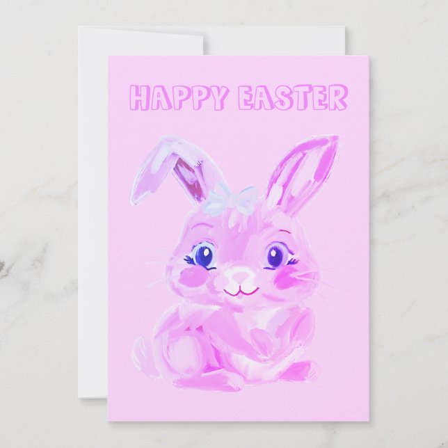 Cute Easter Bunny Preschool Teacher Pink Easter Holiday Card (Front)