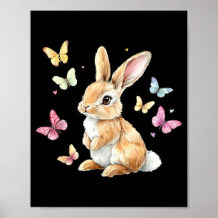 Cute easter bunny rabbit butterfly Cute easter bun Poster