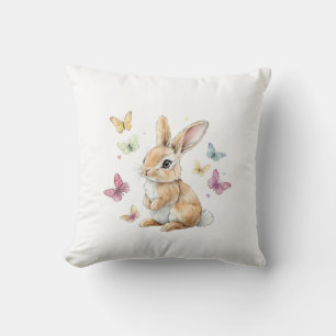 Cute Easter Bunny Rabbit Butterfly T-Shirt Cushion