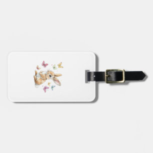 Cute Easter Bunny Rabbit Butterfly T-Shirt Luggage Tag