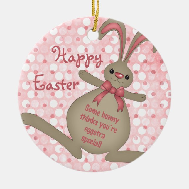 Cute Easter Bunny Rabbit Easter Ornament (Front)