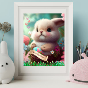 Cute Easter Bunny Rabbit Personalised Art Poster