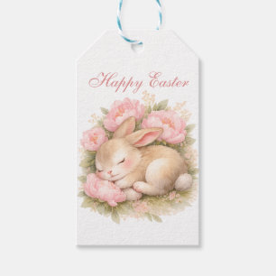 Cute Easter Bunny Rabbit Pink Blush Peony Gift Tags