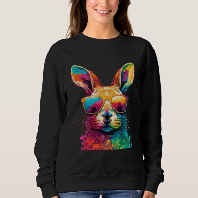 Cute Easter Bunny Rabbit Wearing Sunglasses  1 Sweatshirt (Front)