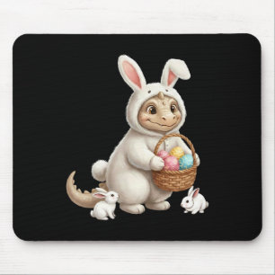 Cute Easter Bunny Rabbit With Eggs Whimsical Drago Mouse Pad