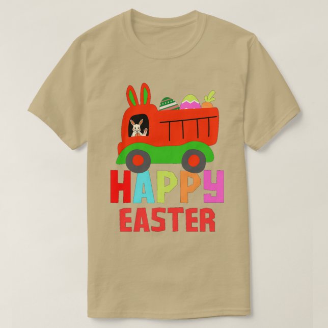 Cute Easter Bunny Riding Monster Truck Cute Easter T-Shirt (Design Front)