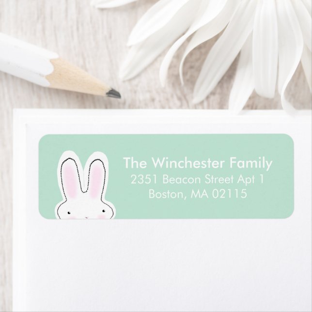 Cute Easter bunny seafoam mint green fun address (Insitu)