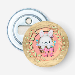 Cute Easter Bunny Sitting in The Basket Bottle Opener