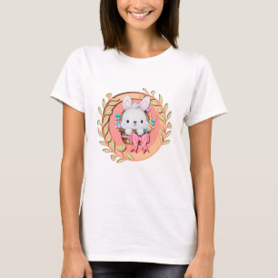 Cute Easter Bunny Sitting in The Basket T-Shirt