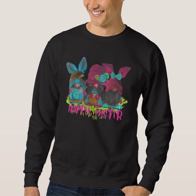 Cute Easter Bunny Spring Gnome Easter Egg Hunting  Sweatshirt (Front)