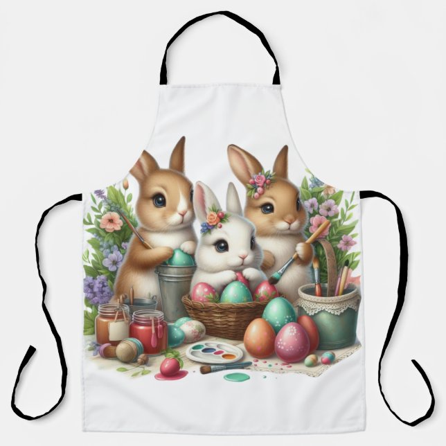 Cute, Easter Bunny/Spring paint party Apron (Front)