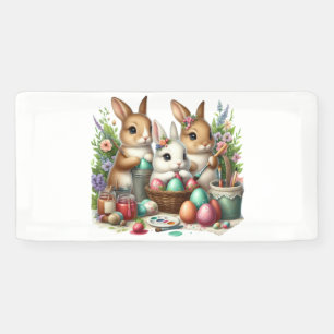 Cute, Easter Bunny/Spring paint party Banner