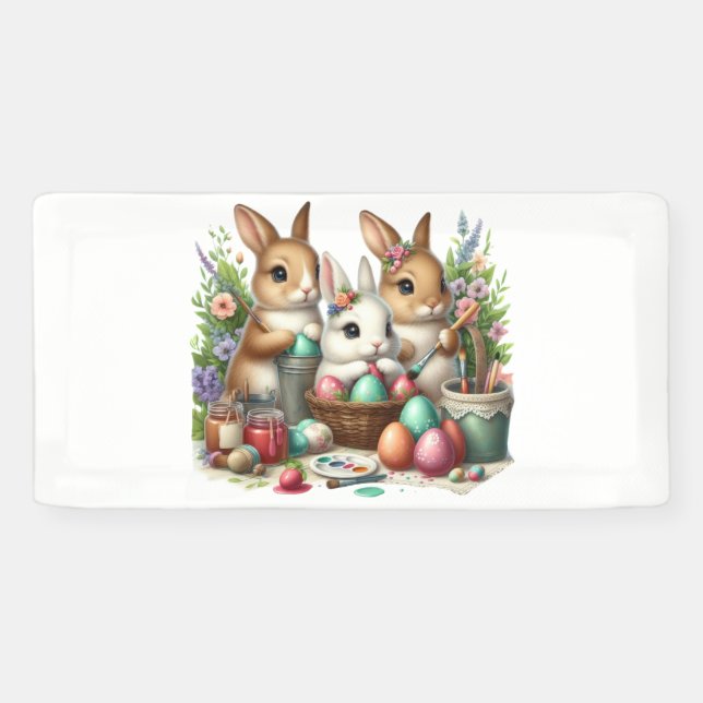Cute, Easter Bunny/Spring paint party Banner (Horizontal)