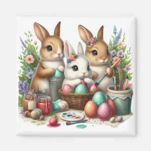 Cute, Easter Bunny/Spring paint party Magnet